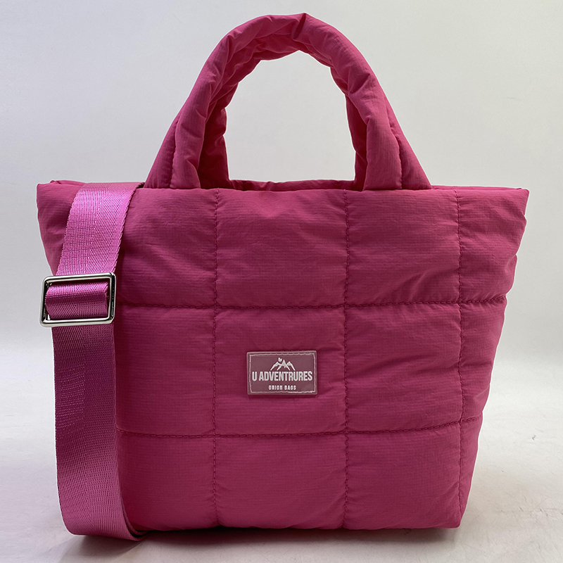 Quilted Grid Puff Mini Tote Crossbody Bag
