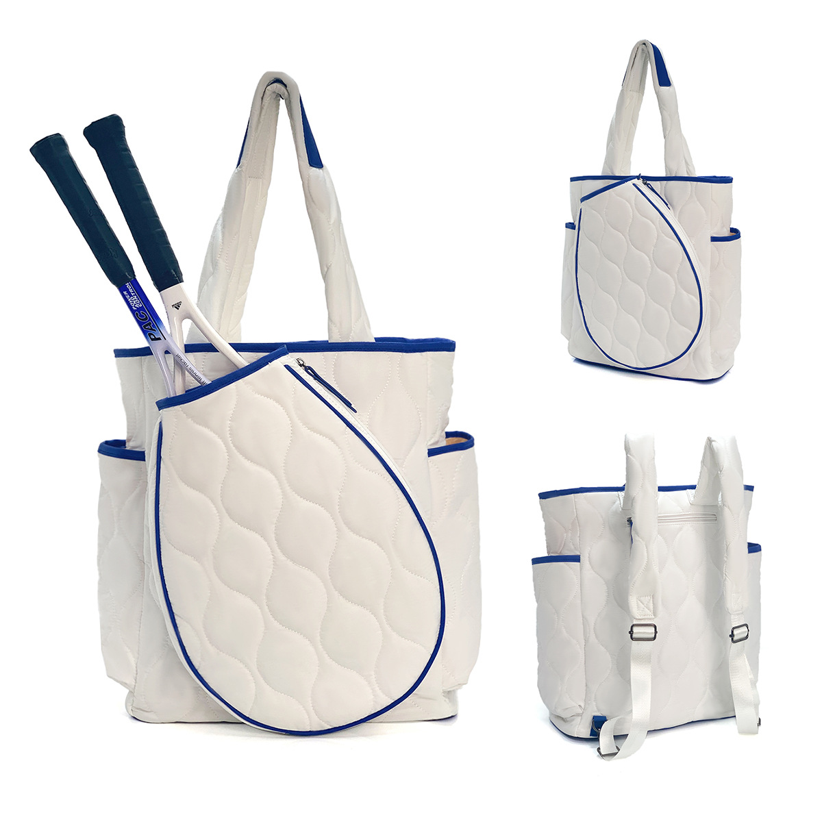 Quilted Nylon Pickleball paddle Bag Tennis Racket Tote Bag